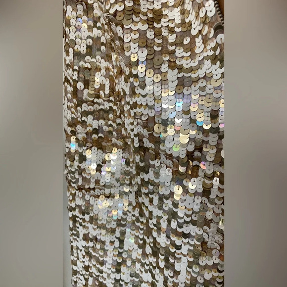 NWT Alice + Olivia Sequins Long Sleeve Mini Dress Gold Champagne Size 6 - Picture 9 of 13